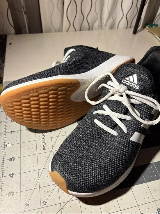 adidas woman Black Knit Sneakers with White Stripes - Picture 3 of 3